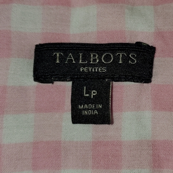 Talbots Large Petite Pink & White Gingham Long Sleeve Top - Picture 4 of 12